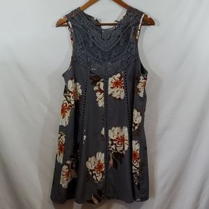 entro Floral Boho Sleeveless Dark Slate Dress